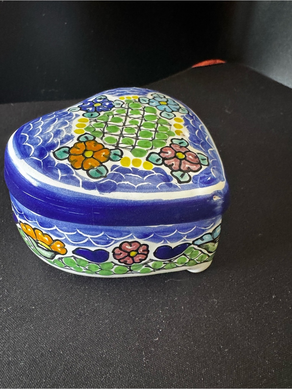 Mexican Folk Art Trinket Box Hand Painted